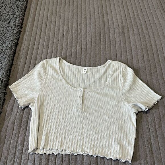 BP | Pointelle Rib Crop Henley - Picture 2 of 3